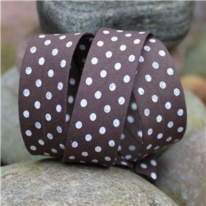 Bias Binding Polka Dots - Brown/White